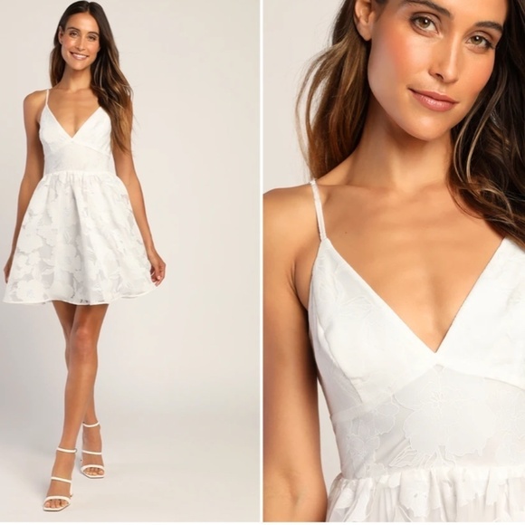 LULU's Bridal Shower Reception Engagement Romantic Burnout Floral Mini Dress - Picture 4 of 4